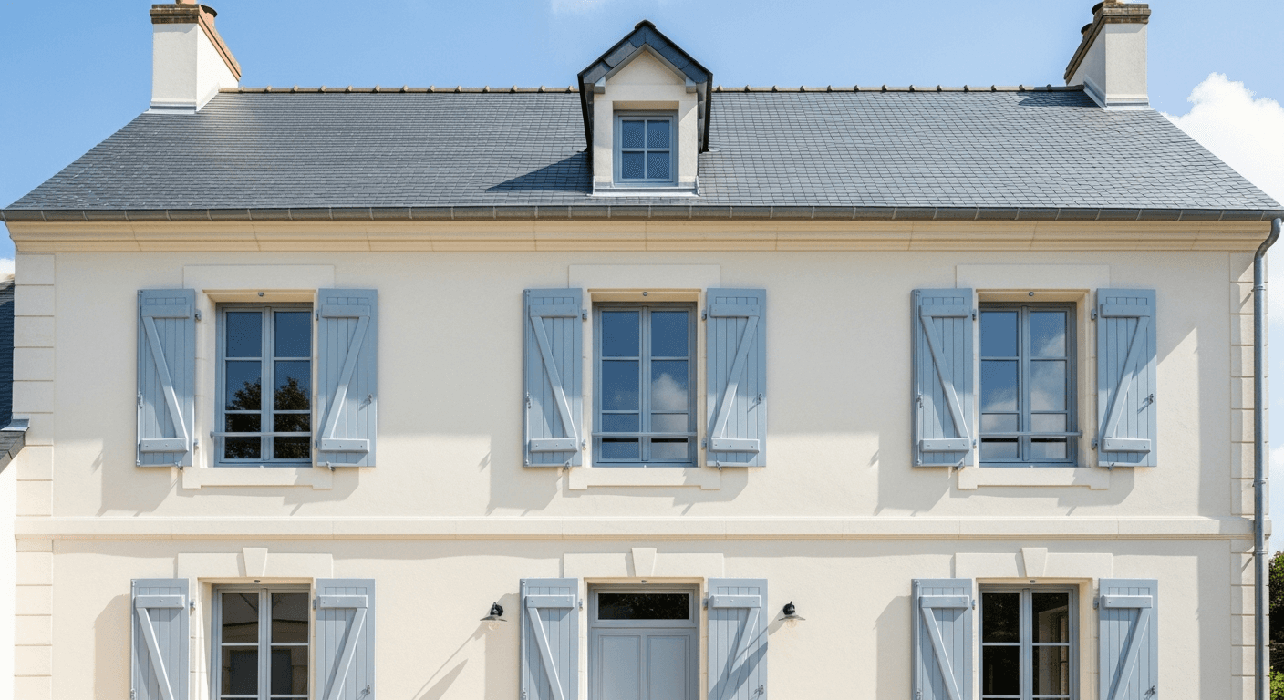 Façade de maison française après peinture extérieure neuve